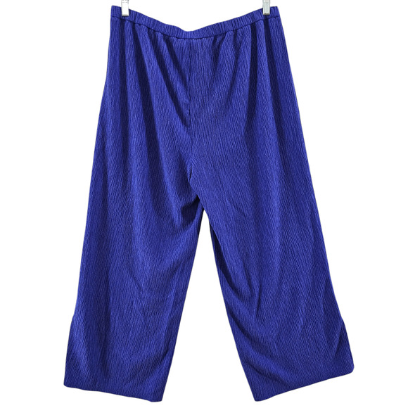 NWT Eileen Fisher Pants Women's Large Woven Plisse Wide Leg Purple Pull On Ankle - Picture 2 of 10